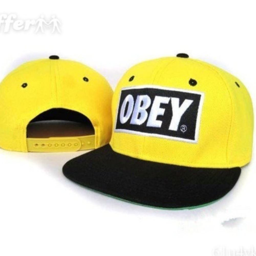 Obey Yellow and Black Snapback Hat